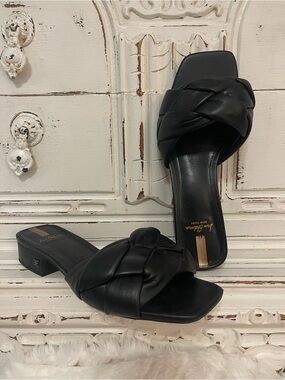 Sam Edelman Black Braided Leather Slide Mules
